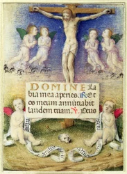 Kristus på korset med änglar, ca 1480